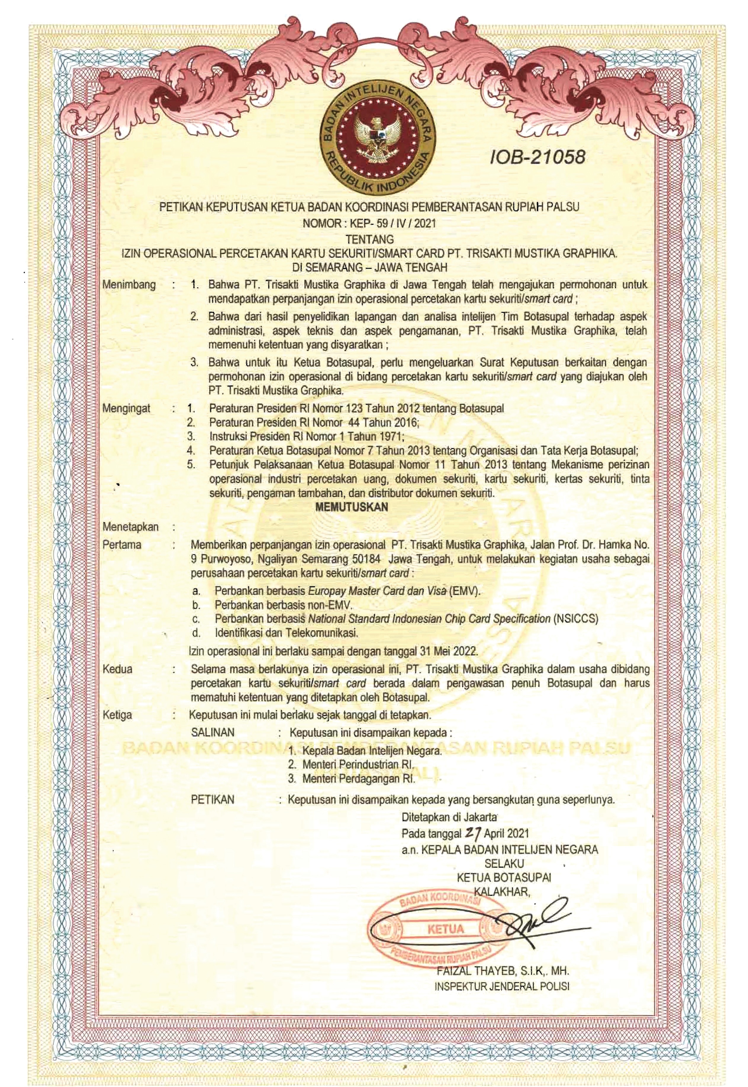 Botasupal Kartu Smart Card Security 2021-2022